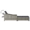 Sun Lounger with Dark Gray Cushion Poly Rattan Gray
