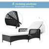 Outdoor patio pool PE rattan wicker chair wicker sun lounger, Adjustable backrest, beige cushion, Black wicker (1 set)