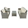 5 Piece Rattan Sectional Seating Group with Cushions and table, Patio Furniture Sets, Outdoor Wicker Sectional