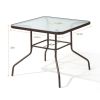 Outdoor Garden Lawn Pool Deck High Dining Bistro Table Tempered Glass Top with Umbrella Hole