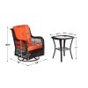Outdoor Chairs Set 3 Pieces Set Furniture Set for Balcony Rattan Chairs and Table with Cushions - Orange XH