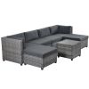 7 Piece Rattan Sectional Seating Group with Cushions, Outdoor Ratten Sofa NEW!