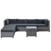 7 Piece Rattan Sectional Seating Group with Cushions, Outdoor Ratten Sofa NEW!