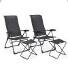 4 Pieces Patio Adjustable Back Folding Dining Chair Ottoman Set