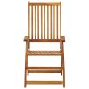 Folding Garden Chairs 3 pcs with Cushions Solid Acacia Wood