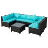 Quality Rattan Wicker Patio Set, U-Shape Sectional Outdoor Furniture Set with Cushions and Accent Pillows