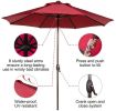 9 Ft Outdoor Patio Tilt Market Enhanced Aluminum Umbrella 8 Ribs, 7 Colors / Patterns Available