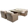 Outdoor Patio Furniture Set 4-Piece Conversation Set Wicker Furniture Sofa Set with Grey Cushions