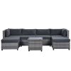 7 Piece Rattan Sectional Seating Group with Cushions, Outdoor Ratten Sofa NEW!