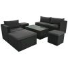 Large Outdoor Wicker Sofa Set, PE Rattan, Movable Cushion, Sectional Lounger Sofa, For Backyard, Porch, Pool, Beige