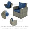 5 Piece Rattan Sectional Seating Group with Cushions and table, Patio Furniture Sets, Outdoor Wicker Sectional