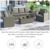 5 Piece Rattan Sectional Seating Group with Cushions and table, Patio Furniture Sets, Outdoor Wicker Sectional