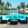 Patio Furniture Set PE Rattan Sectional Garden Furniture Corner Sofa Set (7 Pieces)