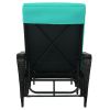 Outdoor patio pool PE rattan wicker chair wicker sun lounger, Adjustable backrest, beige cushion, Black wicker (1 set)