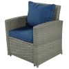 5 Piece Rattan Sectional Seating Group with Cushions and table, Patio Furniture Sets, Outdoor Wicker Sectional