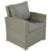 5 Piece Rattan Sectional Seating Group with Cushions and table, Patio Furniture Sets, Outdoor Wicker Sectional