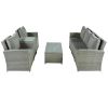 5 Piece Rattan Sectional Seating Group with Cushions and table, Patio Furniture Sets, Outdoor Wicker Sectional