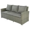 5 Piece Rattan Sectional Seating Group with Cushions and table, Patio Furniture Sets, Outdoor Wicker Sectional