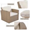 Outdoor Patio Furniture Set 4-Piece Conversation Set Wicker Furniture Sofa Set with Grey Cushions