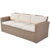 Outdoor Patio Furniture Set 4-Piece Conversation Set Wicker Furniture Sofa Set with Grey Cushions