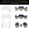 5 Piece Rattan Sectional Seating Group with Cushions and table, Patio Furniture Sets, Outdoor Wicker Sectional