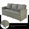 5 Piece Rattan Sectional Seating Group with Cushions and table, Patio Furniture Sets, Outdoor Wicker Sectional