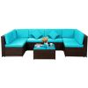 Patio Furniture Set PE Rattan Sectional Garden Furniture Corner Sofa Set (7 Pieces)