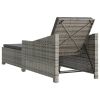 Sun Lounger with Dark Gray Cushion Poly Rattan Gray