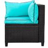 Quality Rattan Wicker Patio Set, U-Shape Sectional Outdoor Furniture Set with Cushions and Accent Pillows