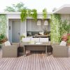 Outdoor Patio Furniture Set 4-Piece Conversation Set Wicker Furniture Sofa Set with Grey Cushions