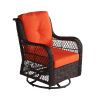 Outdoor Chairs Set 3 Pieces Set Furniture Set for Balcony Rattan Chairs and Table with Cushions - Orange XH