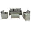 5 Piece Rattan Sectional Seating Group with Cushions and table, Patio Furniture Sets, Outdoor Wicker Sectional