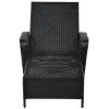 Outdoor patio pool PE rattan wicker chair wicker sun lounger, Adjustable backrest, beige cushion, Black wicker (1 set)