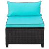 Quality Rattan Wicker Patio Set, U-Shape Sectional Outdoor Furniture Set with Cushions and Accent Pillows