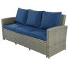 5 Piece Rattan Sectional Seating Group with Cushions and table, Patio Furniture Sets, Outdoor Wicker Sectional
