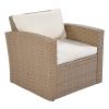 Outdoor Patio Furniture Set 4-Piece Conversation Set Wicker Furniture Sofa Set with Grey Cushions