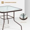 Outdoor Garden Lawn Pool Deck High Dining Bistro Table Tempered Glass Top with Umbrella Hole