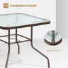 Outdoor Garden Lawn Pool Deck High Dining Bistro Table Tempered Glass Top with Umbrella Hole