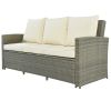 5 Piece Rattan Sectional Seating Group with Cushions and table, Patio Furniture Sets, Outdoor Wicker Sectional