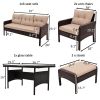6-Piece Outdoor Patio PE Wicker Rattan Sofa Set Dining Table Set with Removable Cushions and Tempered Glass Tea Table for Backyard, Poolside, Deck