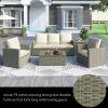 5 Piece Rattan Sectional Seating Group with Cushions and table, Patio Furniture Sets, Outdoor Wicker Sectional