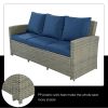 5 Piece Rattan Sectional Seating Group with Cushions and table, Patio Furniture Sets, Outdoor Wicker Sectional