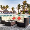 Patio Furniture Set PE Rattan Sectional Garden Furniture Corner Sofa Set (7 Pieces)