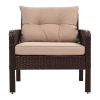6-Piece Outdoor Patio PE Wicker Rattan Sofa Set Dining Table Set with Removable Cushions and Tempered Glass Tea Table for Backyard, Poolside, Deck