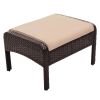 6-Piece Outdoor Patio PE Wicker Rattan Sofa Set Dining Table Set with Removable Cushions and Tempered Glass Tea Table for Backyard, Poolside, Deck