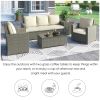 5 Piece Rattan Sectional Seating Group with Cushions and table, Patio Furniture Sets, Outdoor Wicker Sectional